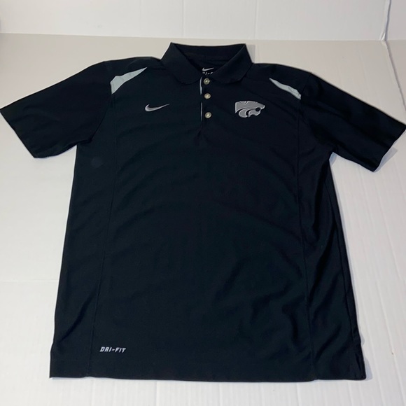 Nike Dri-Fit Men’s Med Short Sleeve Black And Silver K-State Wildcats Polo Shirt - Picture 1 of 4